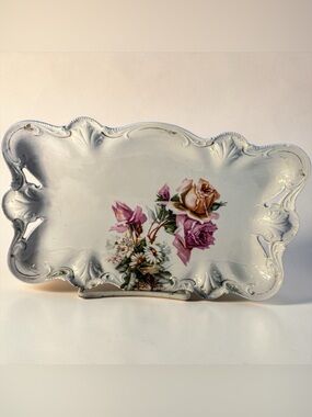 Antique RS Prussia Porcelain Floral Vanity Tray